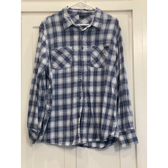Oakley Blue plaid flannel button up shirt XL - Picture 1 of 12